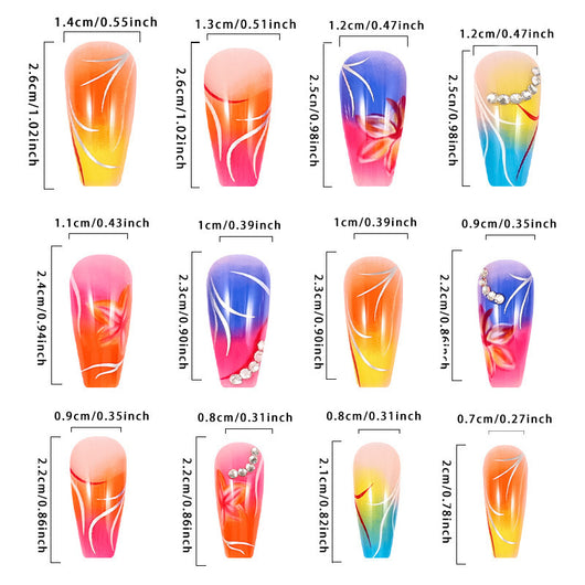 Uñas Postizas con Degradado Floral y Cristales Brillantes - Image 3