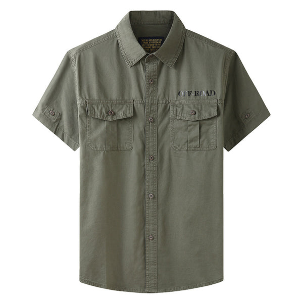 Camisa Casual de Algodón Hombre - Corte Relajado con Solapa Estilo Workwear