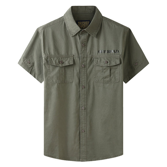Camisa Casual de Algodón Hombre - Corte Relajado con Solapa Estilo Workwear