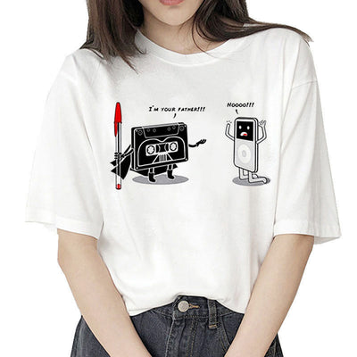 Camiseta Blanca Estampada MP3 para Mujer - Image 10