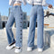 Pantalones Denim Anchos Casuales Estilo Funky con Detalle Love