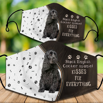 Two cotton face masks with a French Bulldog puppy peeking out, paw prints, and "French Bulldog Kisses Fix Everything" text. - Image 43