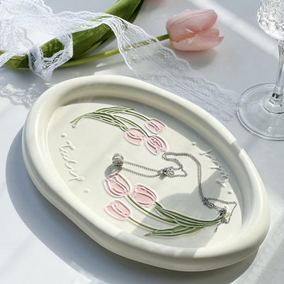 Plato de Cerámica con Relieve Tulipán Calla - Vajilla Francesa - Image 3