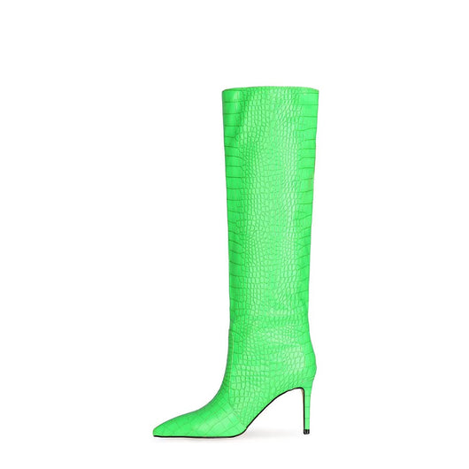 Tacones Altos Stiletto Punta Afilada Verde Fluorescente - Image 12