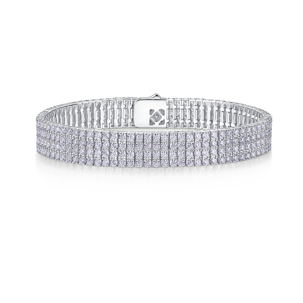 Pulsera de Plata Lujo con Moissanita - Conjunto Elegante Plateado en Platino