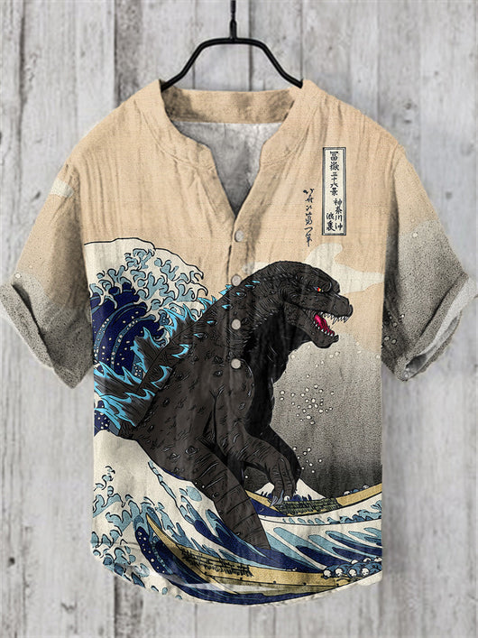 Camisa Hawaiana Navideña Casual con Estampado Santa para Hombre - Image 8