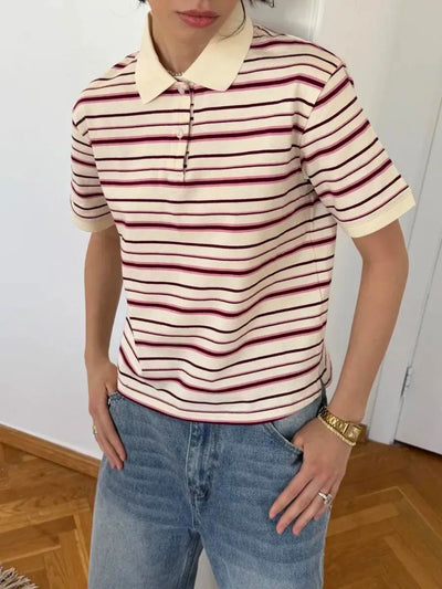 Polo Retro de Rayas Contraste - Camiseta Clásica de Manga Corta - Image 23