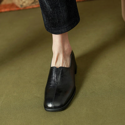 Zapatos de Cuero Vacuno con Tacón Robusto y Puntera Abierta - Image 2