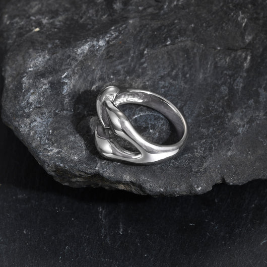 Anillo de Acero Inoxidable con Diseño Geométrico Irregular para Hombre - Image 4