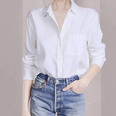 Blusa Blanca Slim Fit de Manga Larga para Mujer - Image 7
