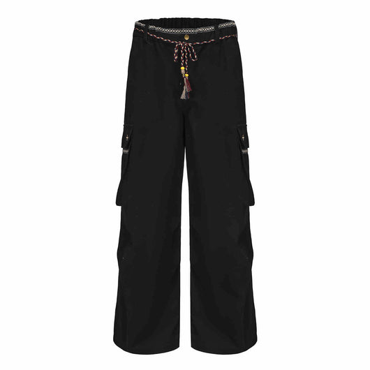 Pantalón de Trabajo Cintura con Lazo Pierna Recta Ancha - Image 3