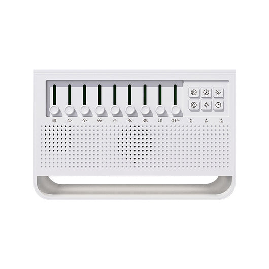 White noise simulation flame aromatherapy machine with multiple sound sliders, control buttons, and a perforated speaker grille. - Image 3