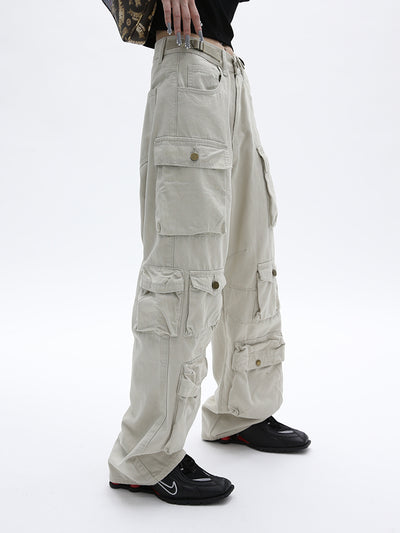 Pantalón Vintage de Pierna Ancha con Múltiples Bolsillos para Mujer - Image 2