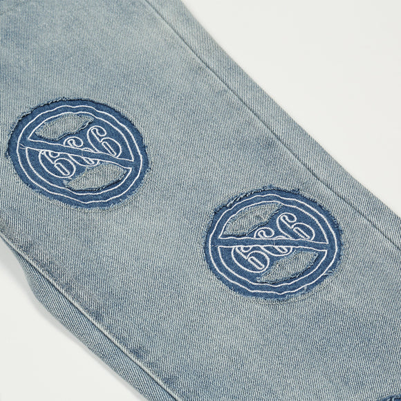 Men's Distressed Washed Jeans with Handcrafted Embroidery