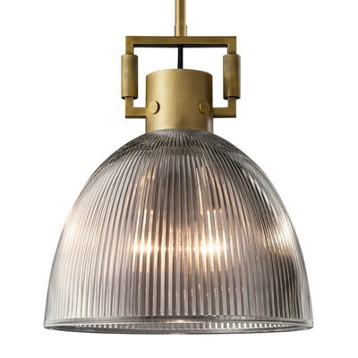 Lámpara Colgante Retro Americana con Vidrio Rayado y Detalles en Cobre - Image 15