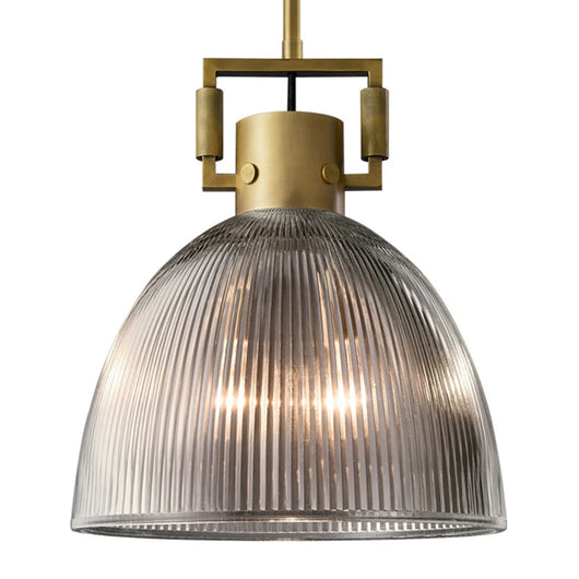 Lámpara Colgante Retro Americana con Vidrio Rayado y Detalles en Cobre - Image 15