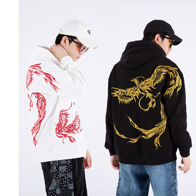 Sudadera Étnica con Capucha y Bordado de Fénix para Hombre - Image 5