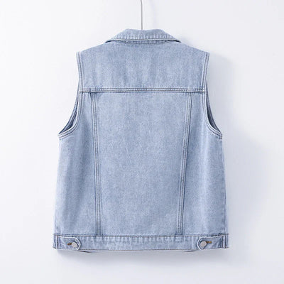 Colete Jeans Feminino Solto Sem Mangas - Estilo Casual e Versátil