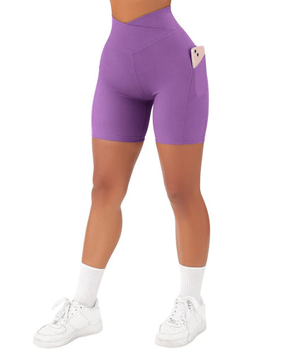 Shorts Deportivos Cruzados para Mujer con Bolsillos y Cinturón - Image 12