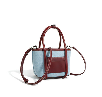 Bolsa Bandolera de Cuero y Denim - Diseño Artesanal de Dos Texturas - Image 14