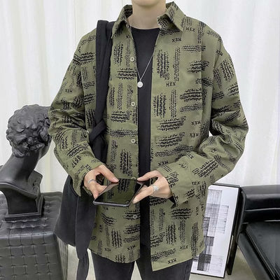 Camisa Jacket Suelta Estampada de Manga Larga para Hombre - Image 6