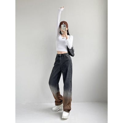 Jeans Rectos de Cintura Alta con Degradado y Corte Holgado - Image 14