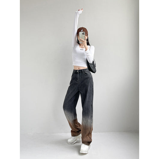 Jeans Rectos de Cintura Alta con Degradado y Corte Holgado - Image 14