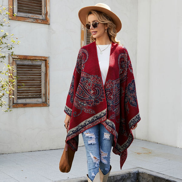 Poncho Cuadros Elegante para Viajes Invierno - Abrigo Cálido y Sofisticado