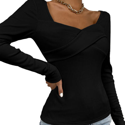 Blusa Tejida Cuello V Ajustada Manga Larga para Mujer - Image 5