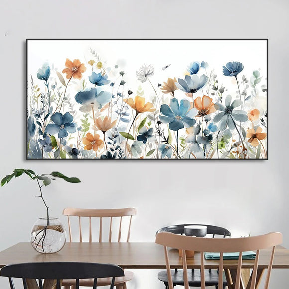 Cuadro de Flores Acuarela Pintado a Mano - Lienzo Decorativo para Sala y Comedor
