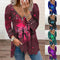 Blusa Pullover Mujer Cuello V con Cremallera y Estampado Perla