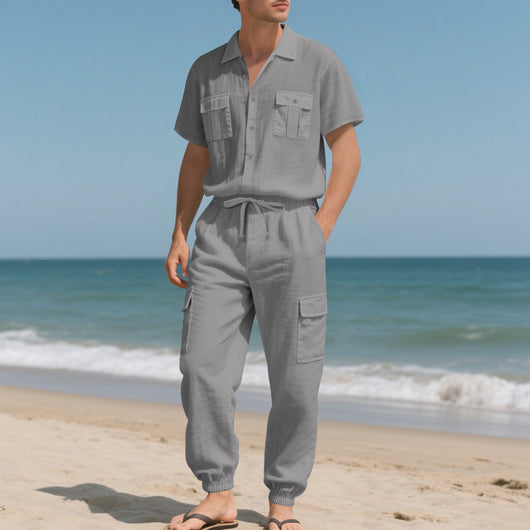 Conjunto de Trabajo Casual: Camisa Manga Corta y Pantalón - Image 4