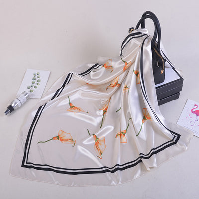 Pañuelo de Seda Estampado Flores - Velo Musulmán Elegante - Image 12