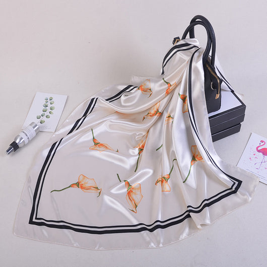 Pañuelo de Seda Estampado Flores - Velo Musulmán Elegante - Image 12