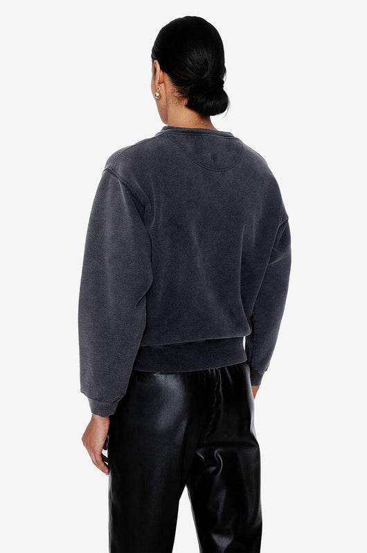 Suéter de Algodón para Mujer con Letras PARIS Cuello Redondo en Negro y Gris - Image 8
