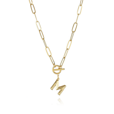 Collar de Letra Chapado en Oro Real Estilo Hip Hop - Image 54
