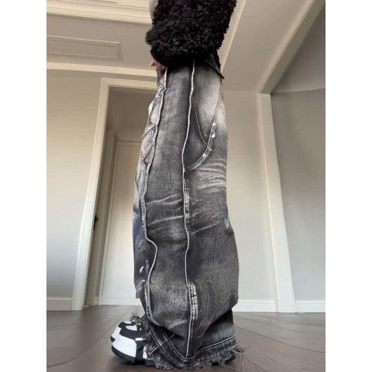 Jeans Talla Grande Estilo Americano con Diseño Graffiti Lavado para Mujer - Image 13