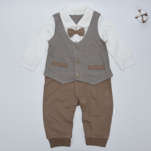 Traje de Gateo Caballero Británico para Bebé en Algodón Caqui