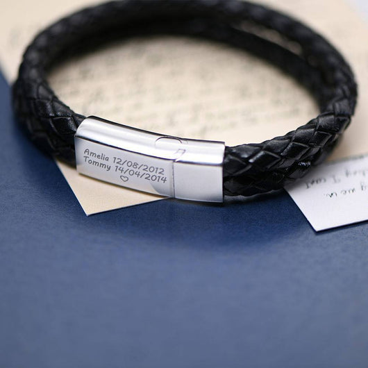 Pulsera de Cuero Genuino para Hombre con Grabado Personalizado - Image 2