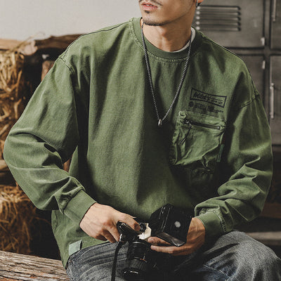 Camiseta Manga Larga Algodón Estilo Retro Americano para Hombre - Image 6
