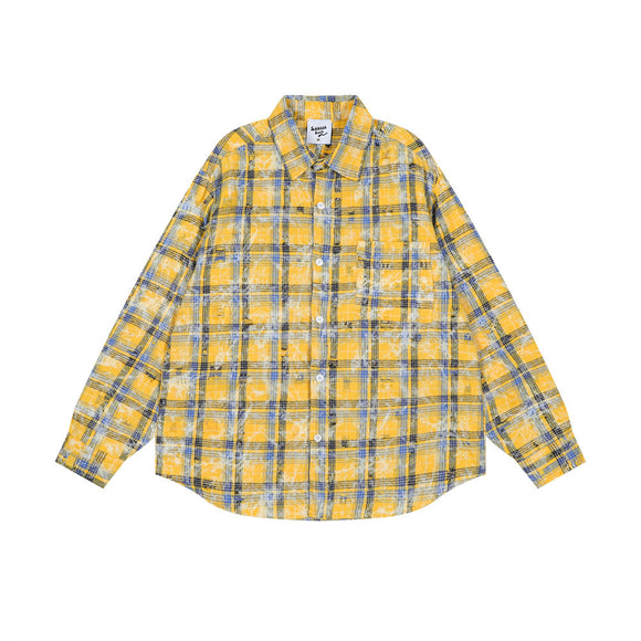 Camisa Cuadriculada Holgada de Manga Larga para Hombre
