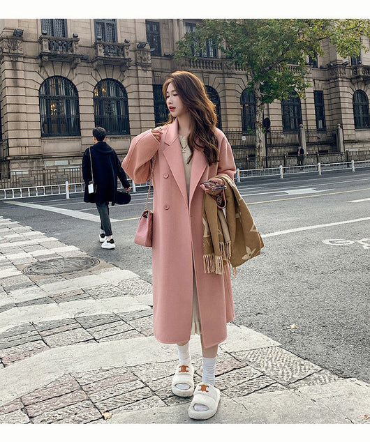 Abrigo de Lana Hepburn Coreano Suelto Midi para Otoño e Invierno - Image 18