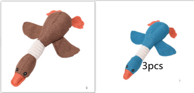 Plush teal duck dog toy with orange beak and feet, and a white ribbed neck, designed for sounding and puzzling. - Image 10
