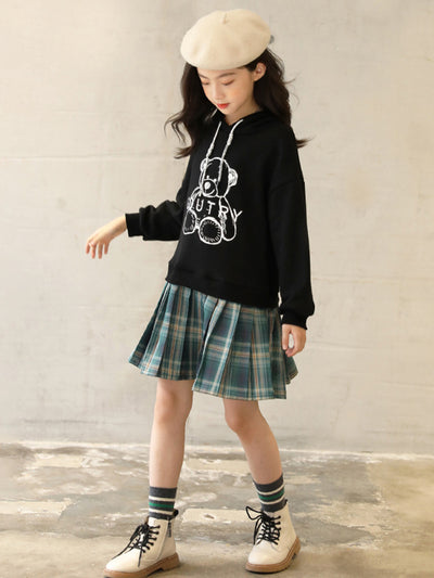 Vestido Sudadera con Capucha Estampado Cartoon y Pliegues - Image 3