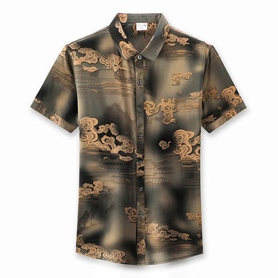 Camisa de Seda Satinada Estilo Chino Manga Corta - Image 8