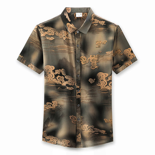 Camisa de Seda Satinada Estilo Chino Manga Corta - Image 8