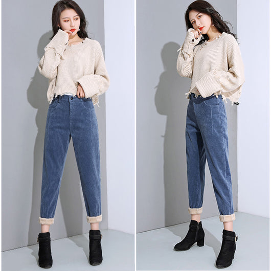 Pantalones de Pana Talle Alto Acolchados Casual - Image 7