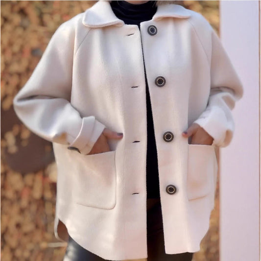 Cardigan Abrigo de Lana para Mujer Corte Holgado Solapas Clásicas - Image 2