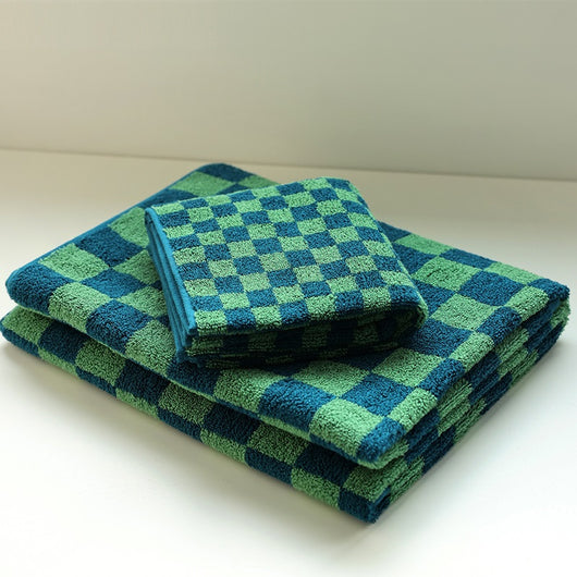 Toalla de Baño Jacquard Damero Absorbente Doble Hilo Baja Pelusa - Image 5