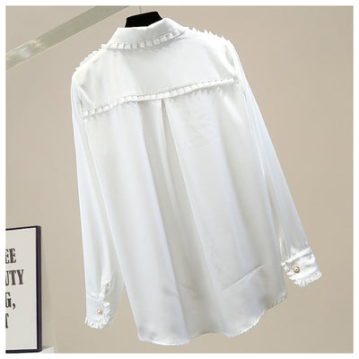Blusa de Satén con Cuello Muñeca y Largo Irregular - Image 6